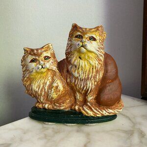 Cute Vintage Kurt Adler Cast Iron Door Stopper 2 Orange Kittens Cats Heavy
